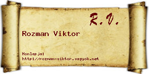 Rozman Viktor névjegykártya